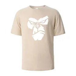 Gorilla Face Graphic Oversized Cotton T - Shirt - Unisex Casual Streetwear Tee - XXXL (Beige)