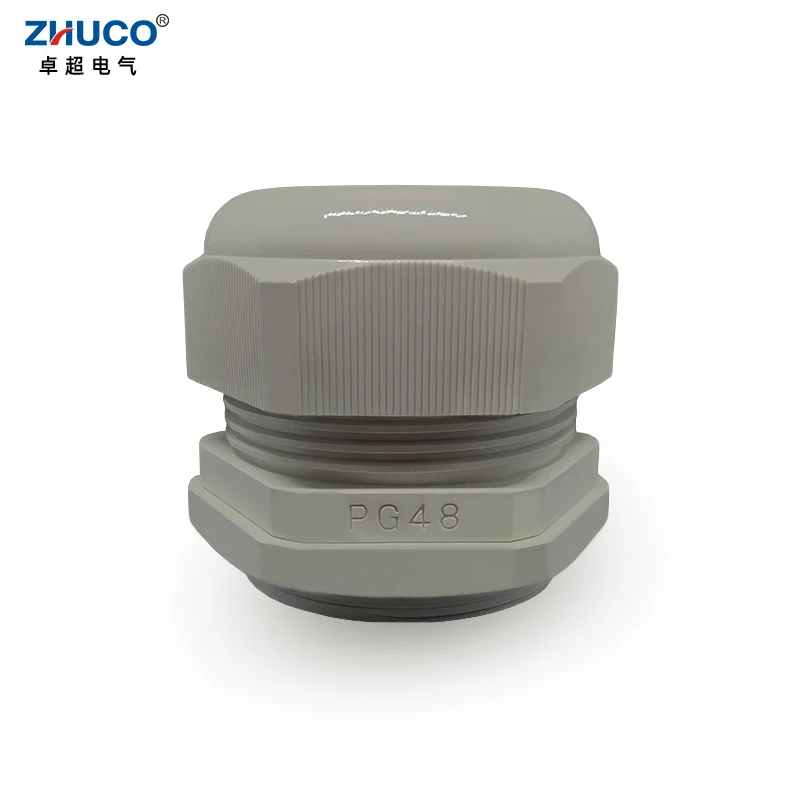 

ZHUCO 5Pcs PG48 Grey Nylon Fixing Joint Plastic Waterproof Adjustable Cable Gland 37-44mm Cord Connector With Rubber Gasket