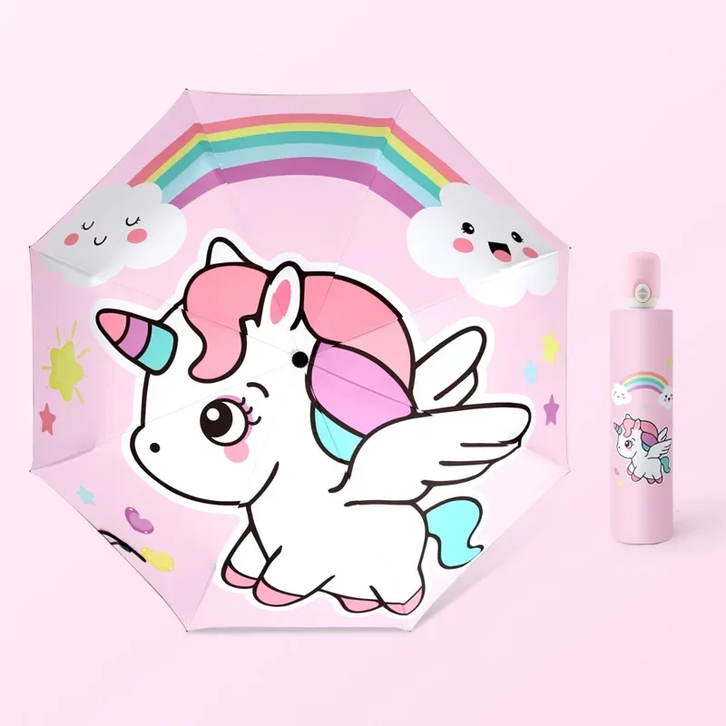 Automatic Umbrella Automatic Umbrella dinosaur astronaut unicorn Umbrella Windproof Folding Shade Reflective Stripe Design Lovely gift