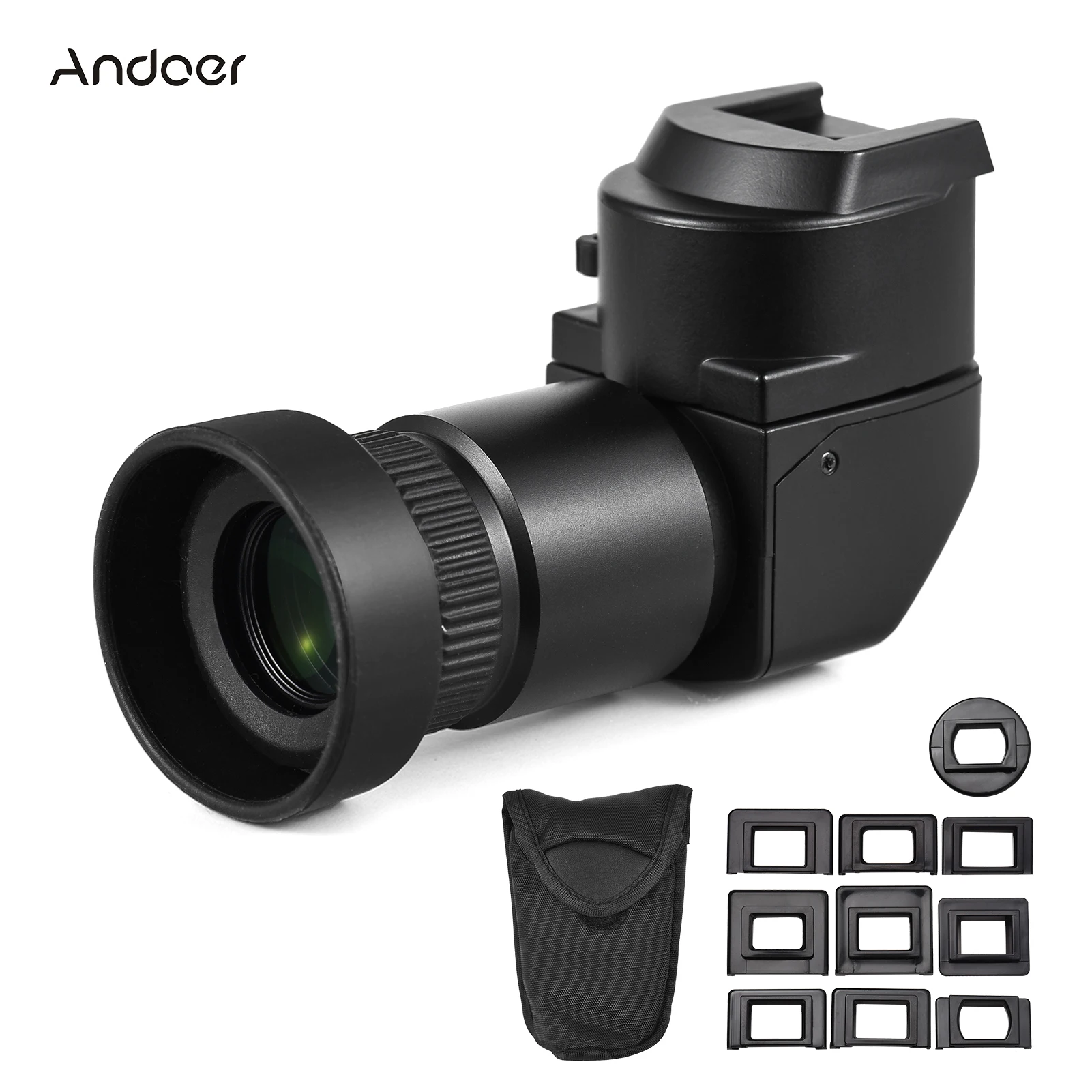 Andoer Camera Viewfinder 1.25X/ 2.5X Magnification Right Angle
