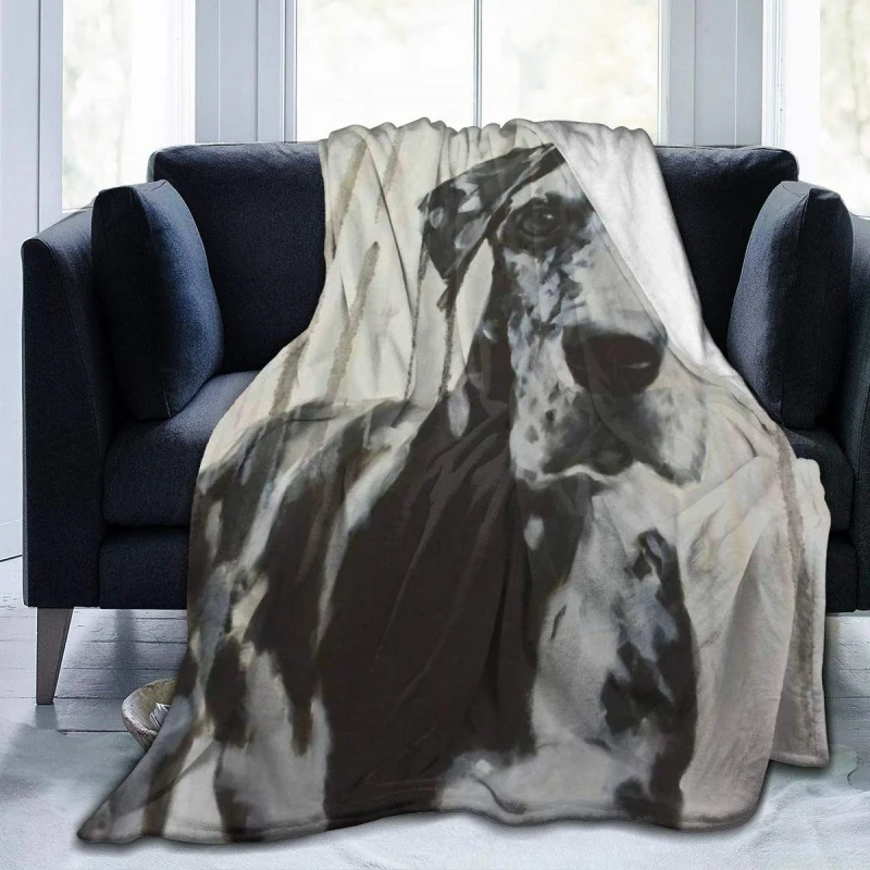 

Large Black and White Harlequin Great Dane Flannel Blanket Lightweight Soft Cozy Bed Sofa Office Warm Throw Blankets All Season