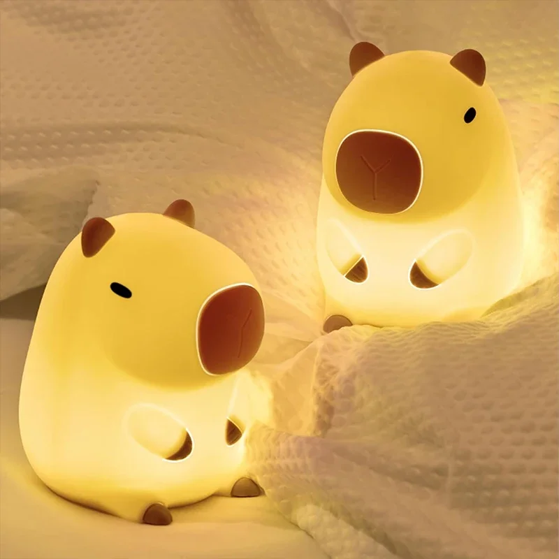 창의적인 카피바라 야간등, 귀여운 동물 실리콘 램프, 어린이 침대 옆 수면등 선물, 어린이 방 침실 분위기 장식