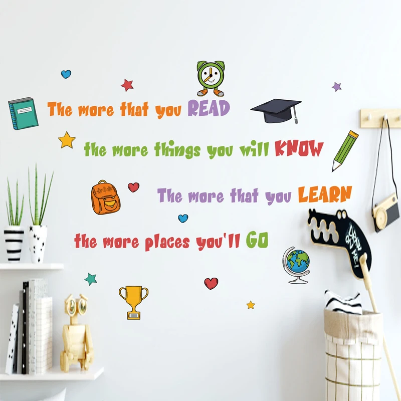 

1pc Slogan Graphic Wall Sticker Learn inspirational slogans and wall stickers