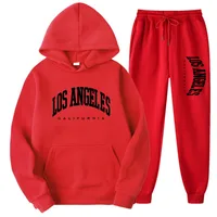 LOS ANGELES GALIFURHIA hommes/femmes costumes de sport mode survêtement à capuche + pantalon deux pièces ensembles course pulls décontractés Sweatpa 5