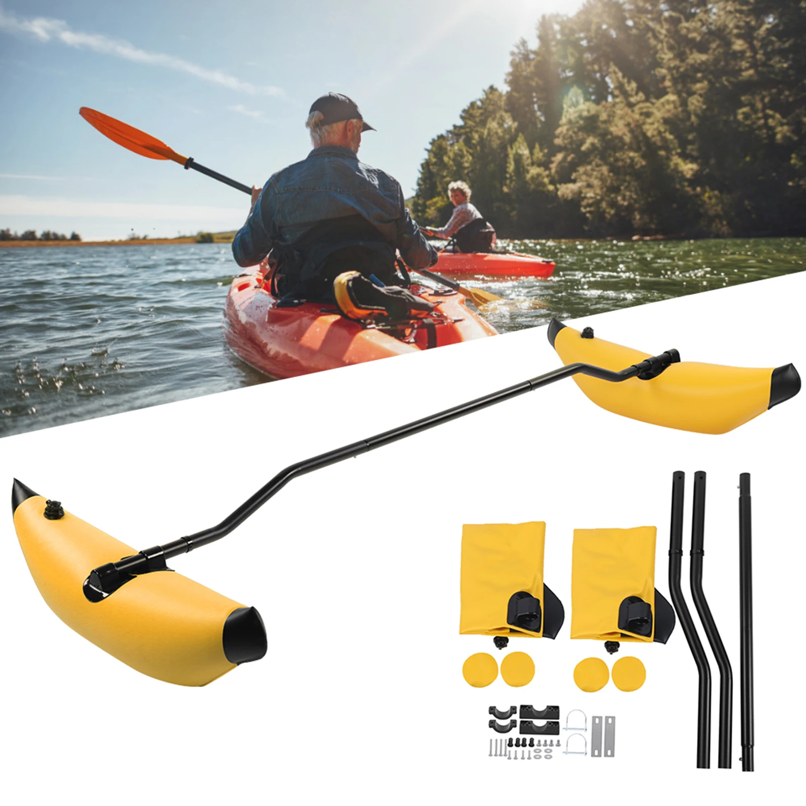 Kit stabilisateur kayak portable démontable avec flotteurs pour canoë et bateau gonflable équilibre
