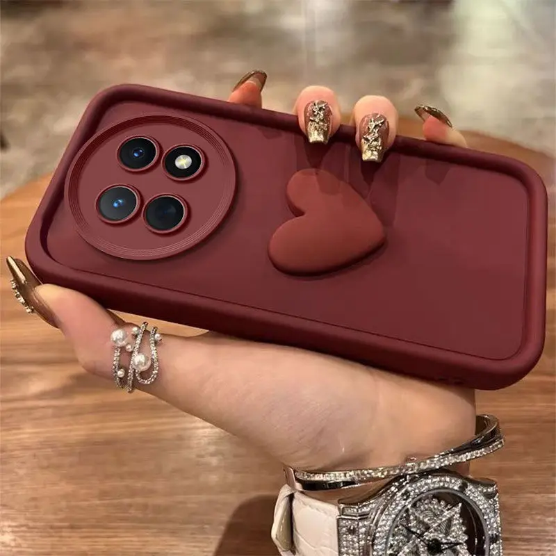 3D Love Heart Matte Soft Phone Case - Pure Cover