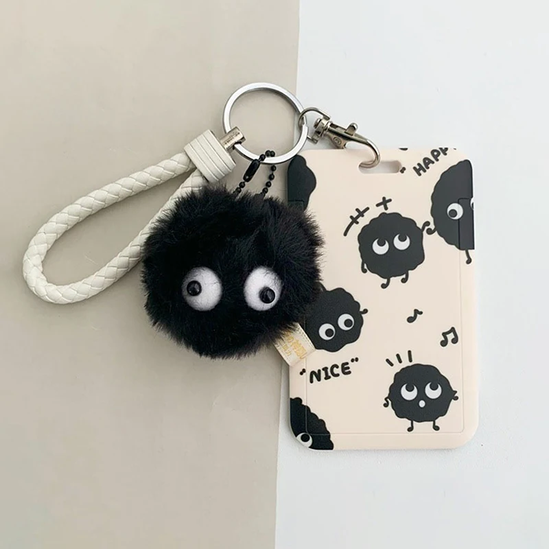

Cute Black Briquette Card Holder Case Photocard Holder Keychain Students Card Protectors ID Bank Cards Cover School Stationery