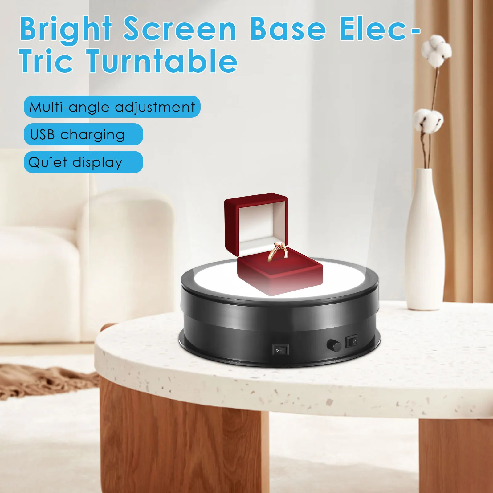 Electric 360 Rotating Display Stand Jewelry Model Toy Watch Spinning Holder  Base Rotating Platform Display Stand