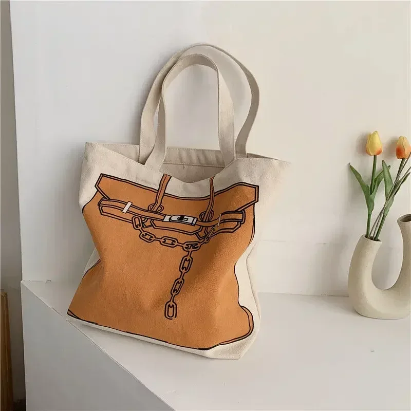 

Casual Fashion Large Print Handbag Shopping Ladies Tote Classic Design Style Women Bag Canvas Original Shoulder Vagrant Capacity