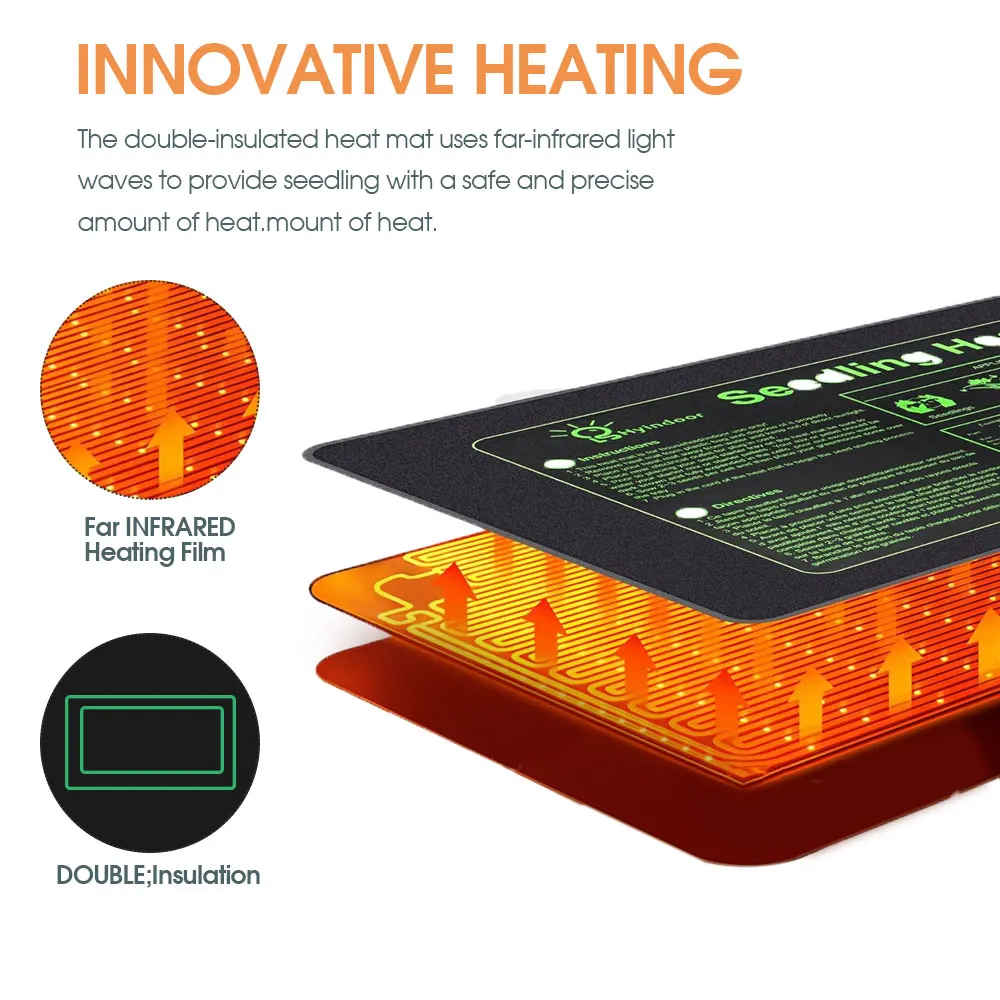 10x20.75" 27W Adjustable Thermostat Seedling Heated Mats for Plants Pepper Seed Germination Cultivate Warmth Pad Garden Tools