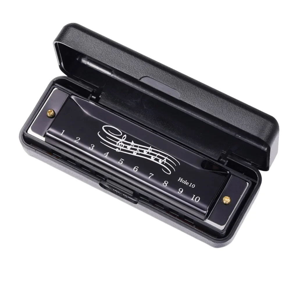 Portable 10 Hole 20 Tone Harmonica Mini Harmonica Early Educational Music Instrument Toys Case Beginner Students