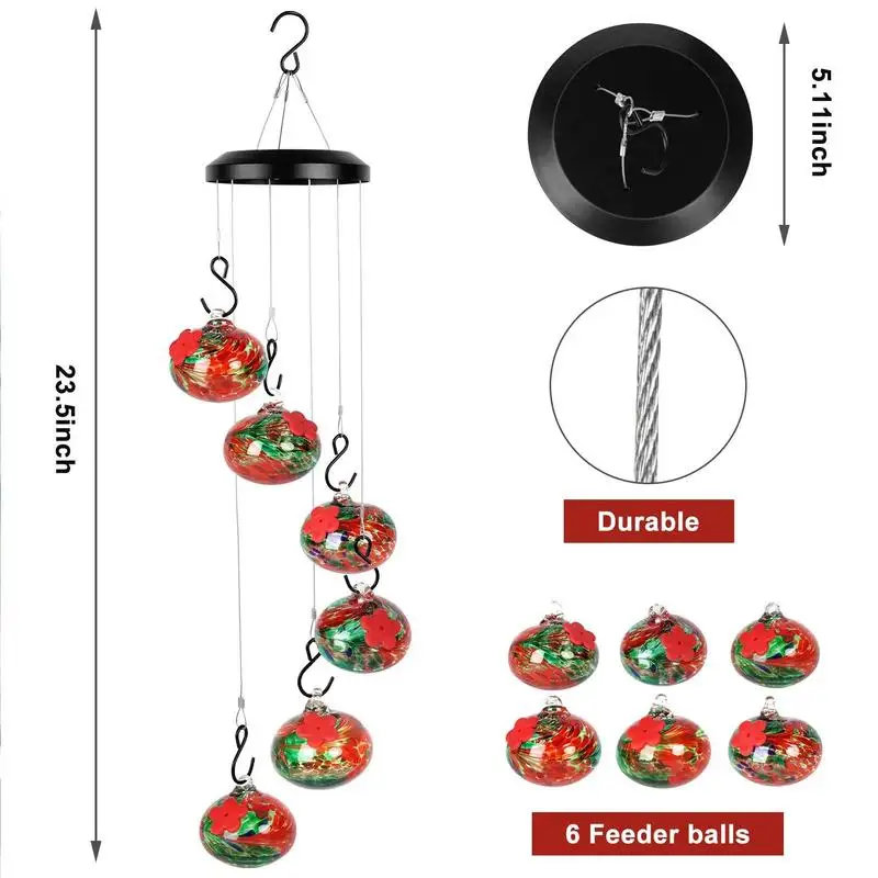 Bird Feeder Outside Birdfeeder Hummingbird Feeders With Wind Chimes Leak-Proof Garden Decor Bee Guard And Bee Proof Accessories