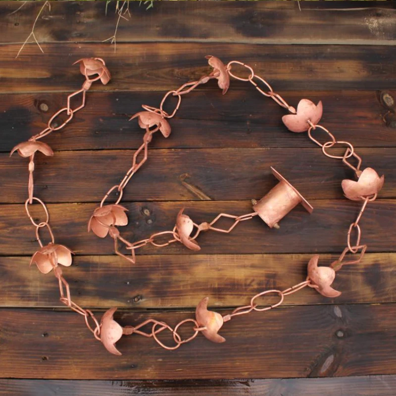 2.6m Handmade Copper Falling Water Rain Chain Copper Pendant Decoration