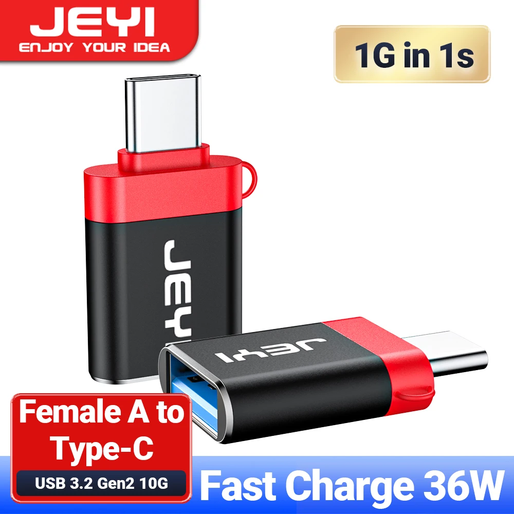 JEYI USB 3.2 to Type C OTG 10G Adapter, 36W Fast Charge Type C to USB 3.2 Converter,  Male C to C 40Gbps Support Thunderbolt 3