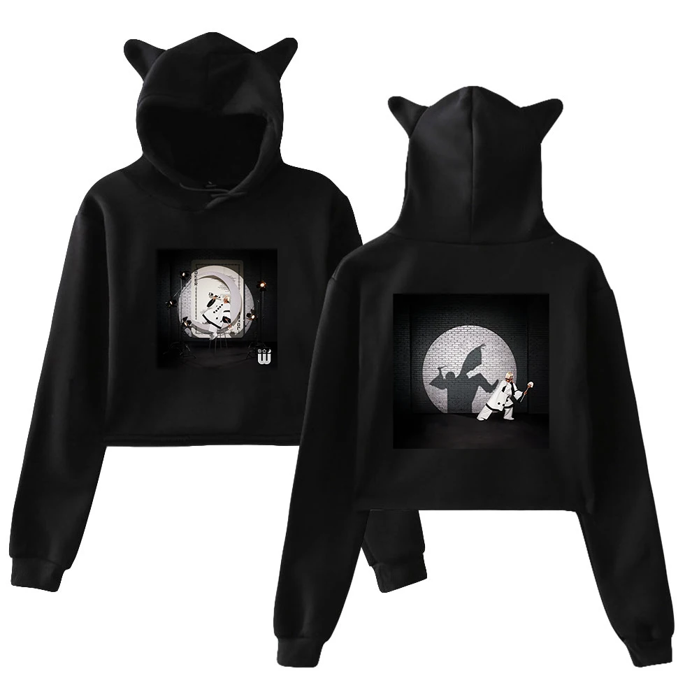 Tierra Whack World Wide Whack Album Cover Pullover Cat Ears Hoodie Long Sleeve Sweatshirts Crop Top Women's Clothes