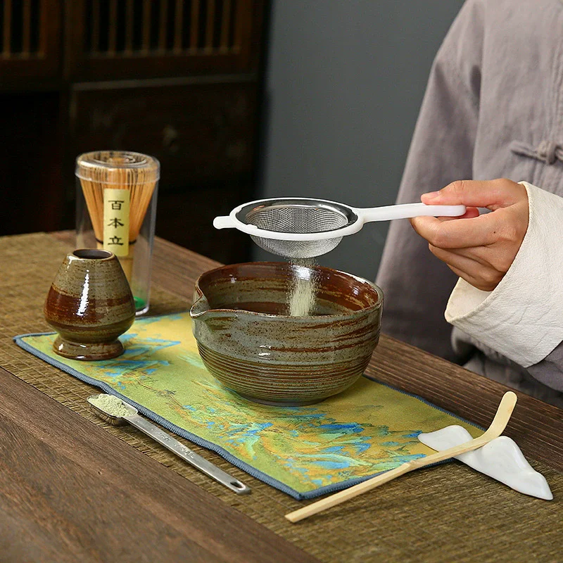 1-4PCSTraditional Matcha Tea Sets For Tea Lovers Birthday Gifts Japanese Matcha Whisk Ceramic Bowl With Spout Tea-making Tools