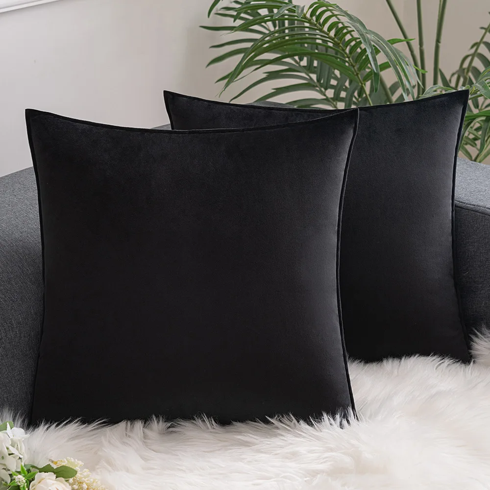 Inyahome Set of 2 Velvet Throw Pillow Case Cushion Cover 30x50cm 45x45cm 50x50cm 60x60cm Home Decor Cojines Black Green Grey 쿠션 2