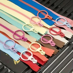 Mixed Size Resin Zippers with Pull Loop - Pack of 10, Durable and Ideal for Sewing, Crafts, and Bags (10pcs - mix)