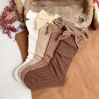 1 Pairs Baby Girls Socks Velvet Bows Knee High Long Soft Cotton Todders Socks Children Princess Spring Autumn Tube Socks 1