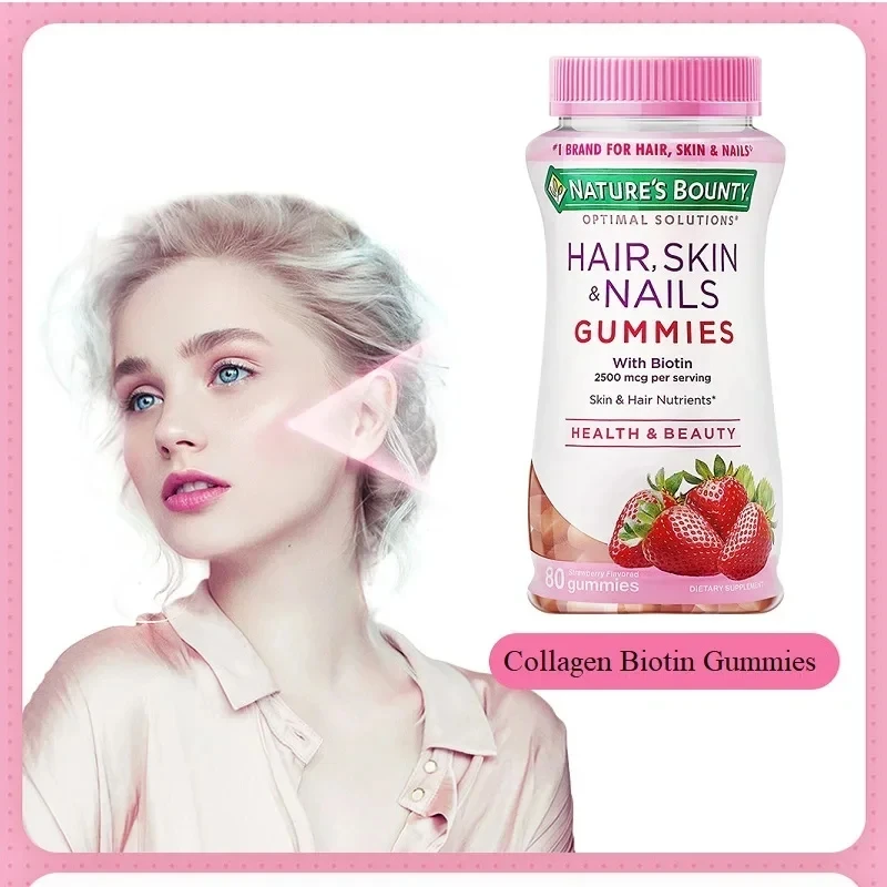 

Nature's Bounty Hair Skin Nail Solutions collagen gel biotin supports skin, nails, and hair health, enhances immunity