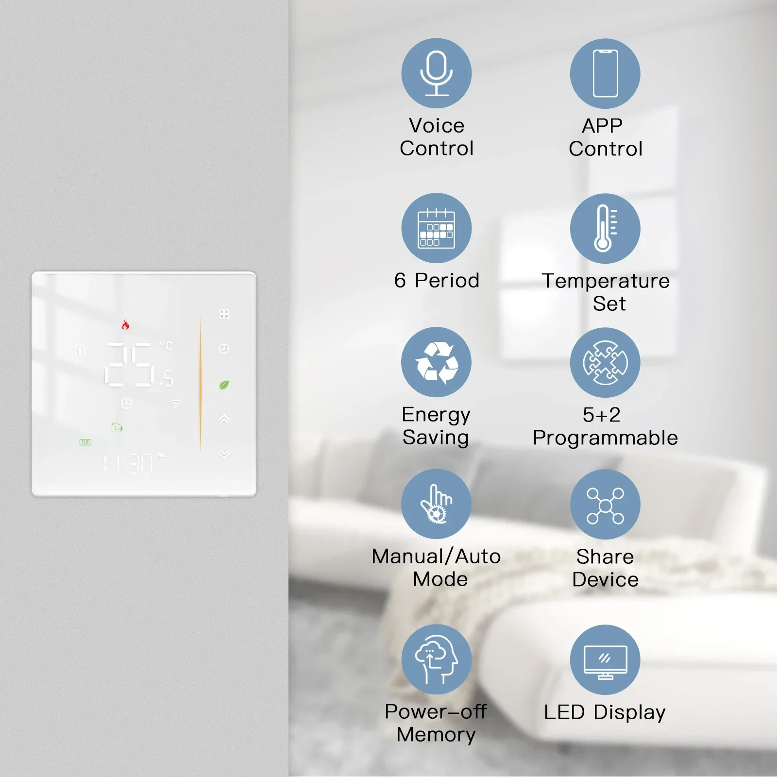 MoesGo Termostato Calefacción WiFi para Caldera,Termostato