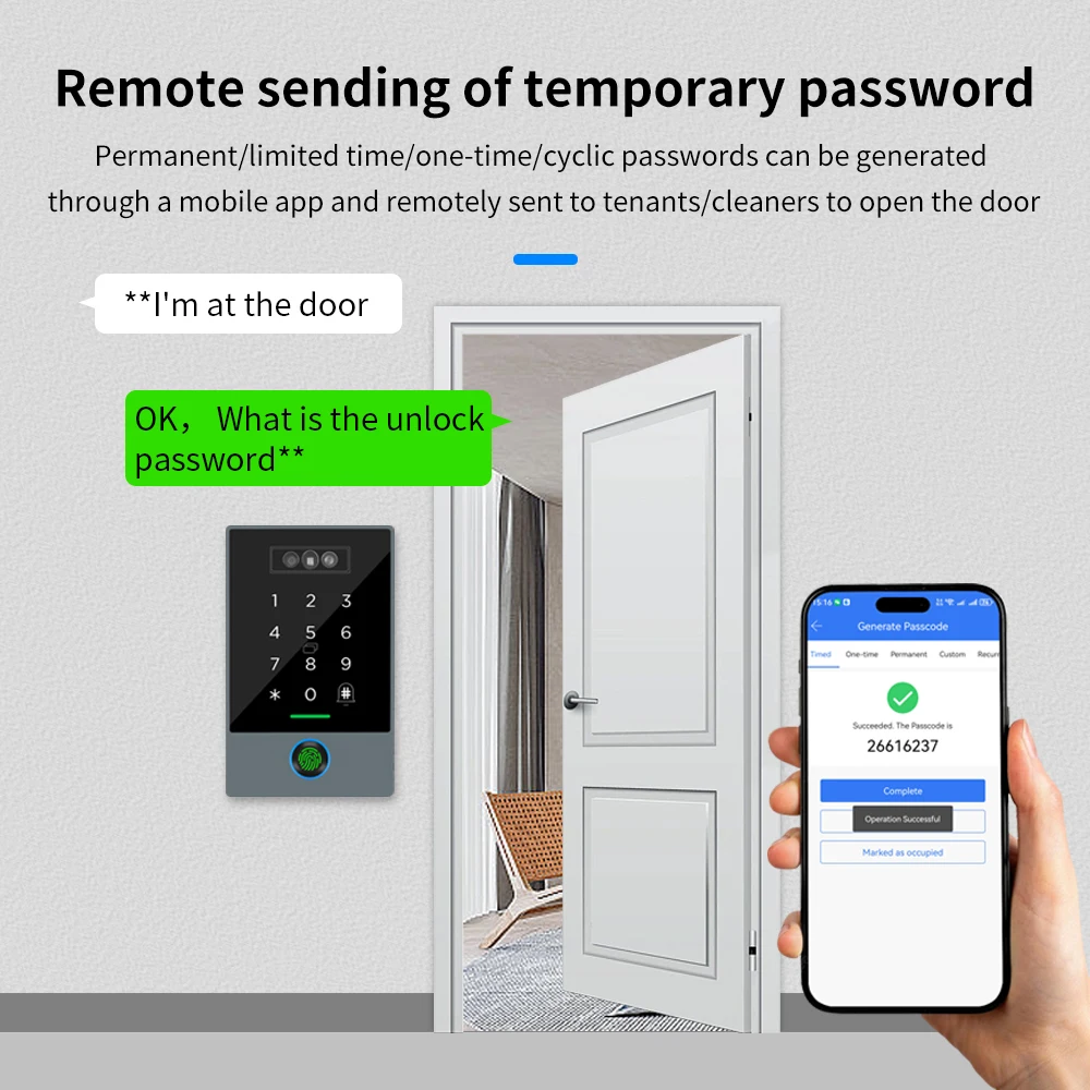 TTLOCK face recognition video doorbell intercom attendance machine fingerprint palm vein 3D facial recognition 3-in-1 IP67