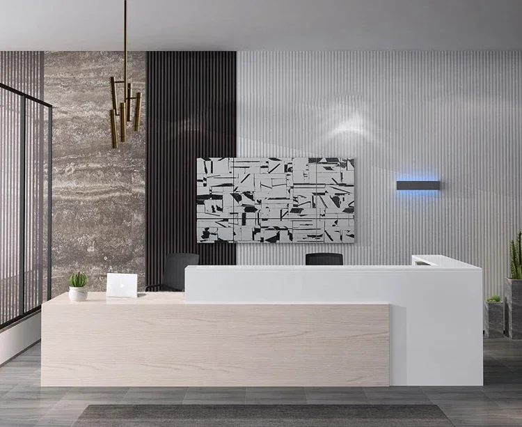 Commercial Luxury Style Design White Salon Reception Counter Front Desk Nail Lobby Reception Desk