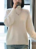 100% Pure Wool Sweater Women's 2024 Autumn/Winter Half High Collar Solid Color Pullover Fashion Light Luxury Cashmere Knit Tops 1