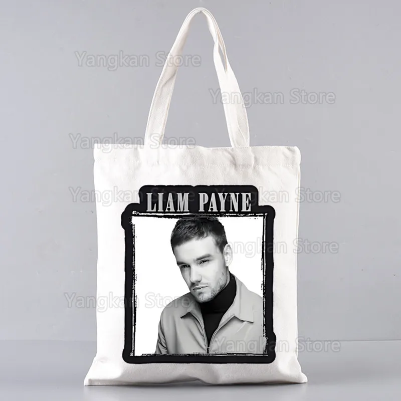 Liam Payne Canvas Shopping Bags Print Tote Bag Eco Reusable Shopper Canvas Shoulder Large Handbag Sundries Bags