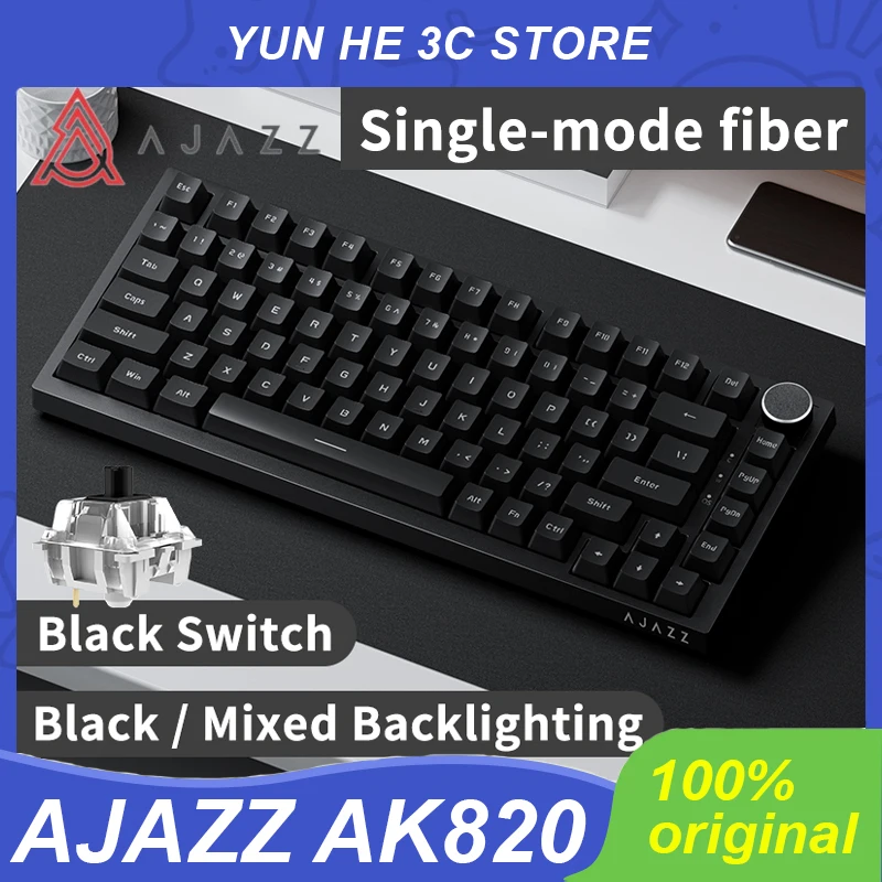 Ajazz Ak820 Mechanical Keyboard Wired USB Black Switch 75% Gasket Full Key Hot Swap Esports Gaming Keyboard for Pc Laptop