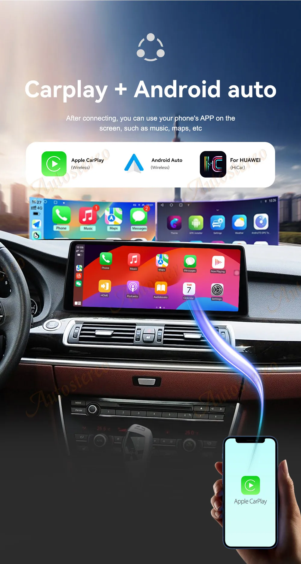 ID9 12.9 Ultra Dual BT Carplay Android 14 Car GPS Navigation For BMW 5GT F07 200