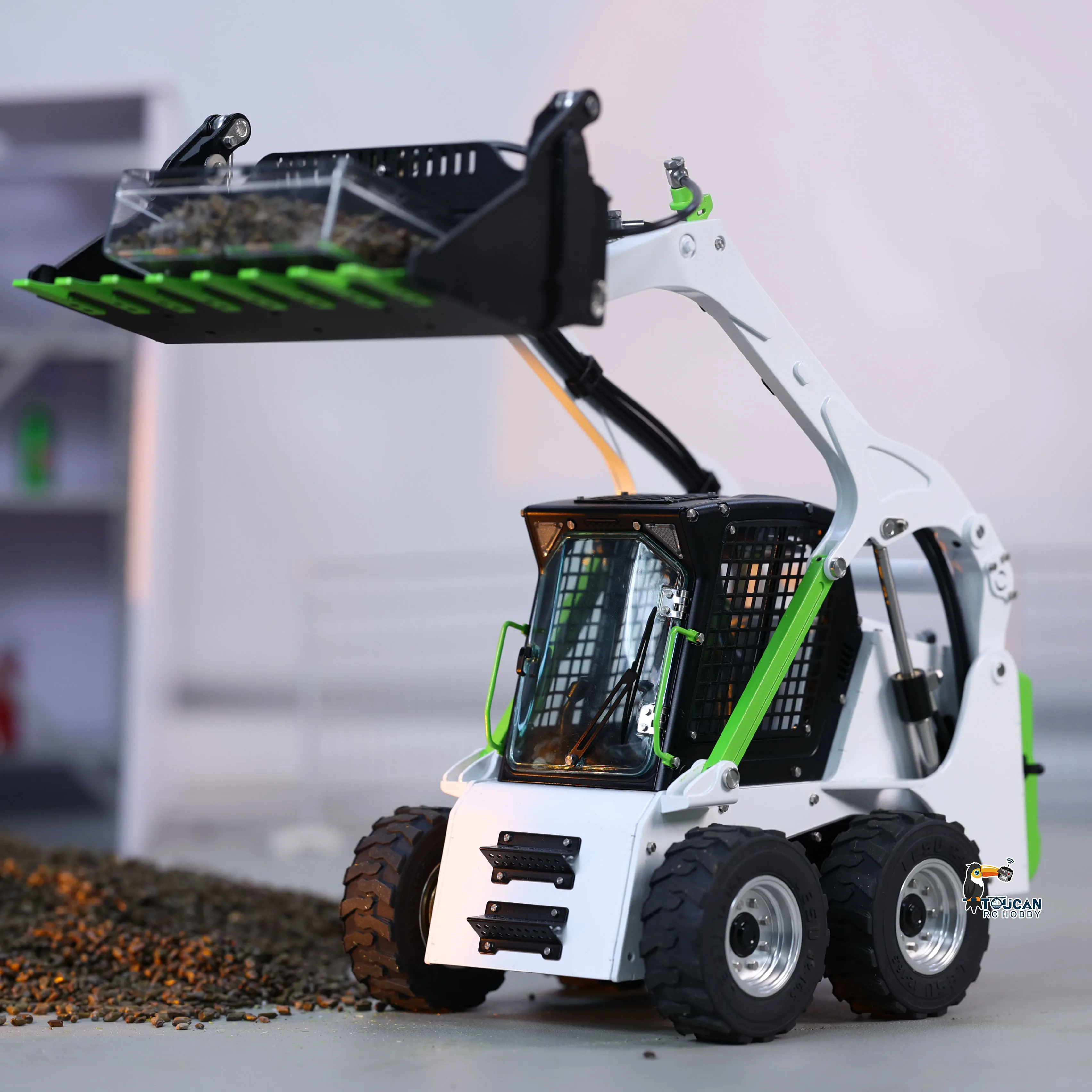LESU 1/14 RC Hydraulic Loader Wheeled Skid-Steer Aoue LT5H I6S Rotating Sound Light Charger ESC Motor RC Model Toys THZH1280 4