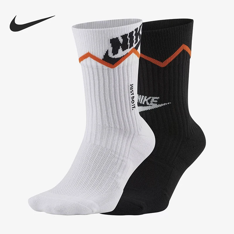 

Original Nike Snkr Sox Basketball Sports Casual Breathable Mid-tube Socks Couple 2 Pairs Black and Red Unisex S M L CU8319-902