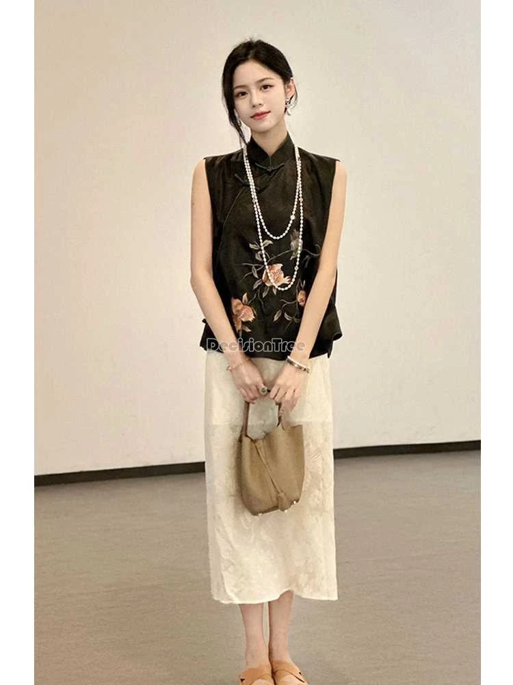 2025 retro chinese style popular fashionable versatile vest daily improved leisure qipao vest summer thin loose cool waistcoat