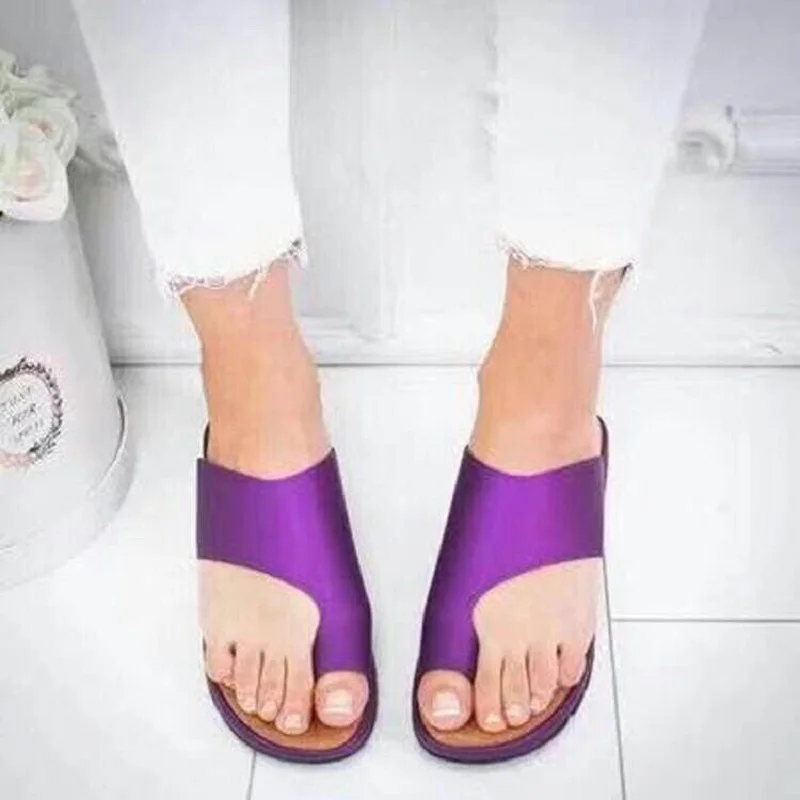 Sandalias de verano para mujer, zapatos planos con plataforma cómoda, suela suave e informal, Corrector ortopédico de juanete