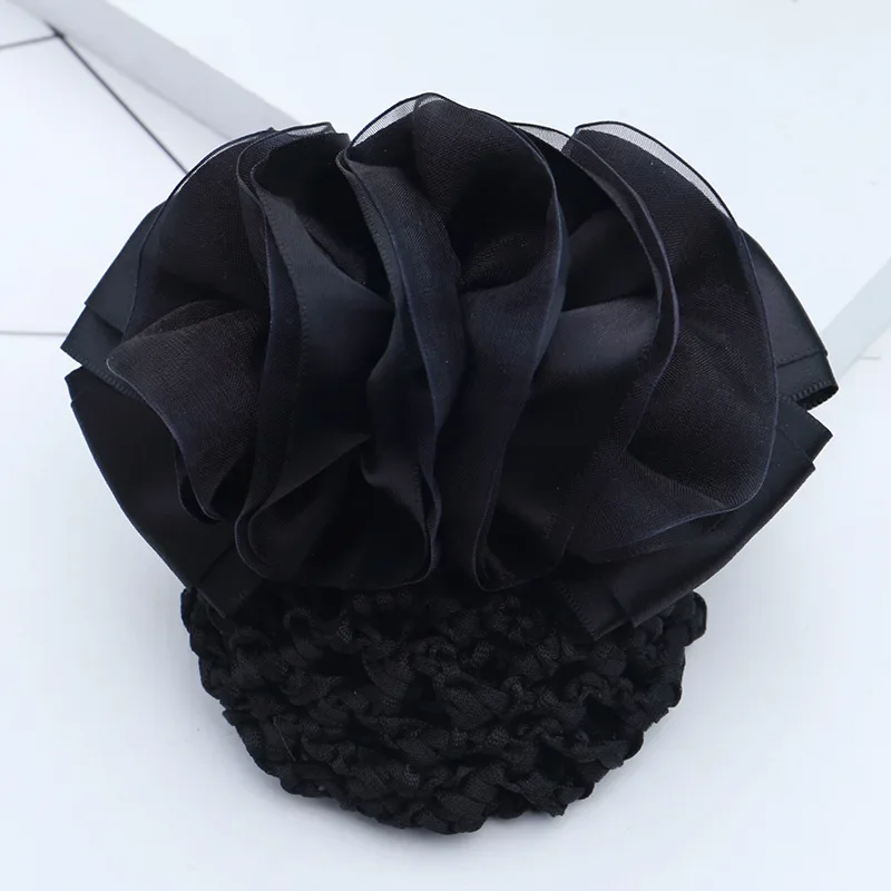 i-Remiel Floral Lace Satin Hairgrips Ribbon Bun Net Snood Bow Crochet Hair Clip Hair Accessories For Women Hair Clips Lady