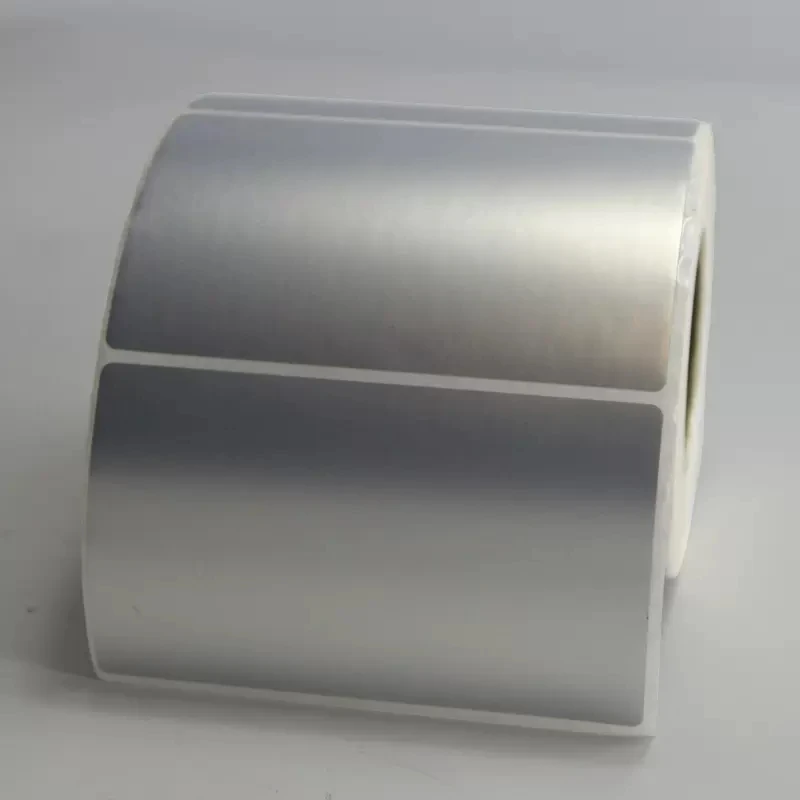 Pet Argento Etichetta Adesiva 90*55Mm 500 Pz/Roll Trasferimento Termico Etichetta Pet Argento Antistrappo Impermeabile Antiolio Etichetta Del Codice A