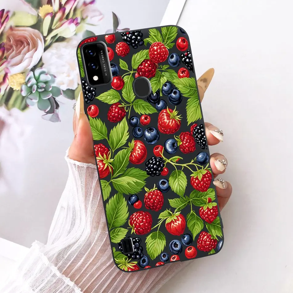 Charming Floral Butterfly Cat Black Silicone Phone Case