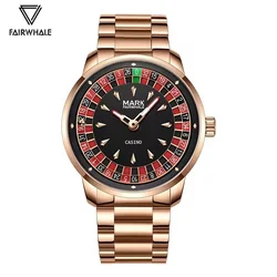 Mark Fairwhale Men's Novelty Quartz Watch with Recessed Wheel Design and Rotating Dial (Gold without box)