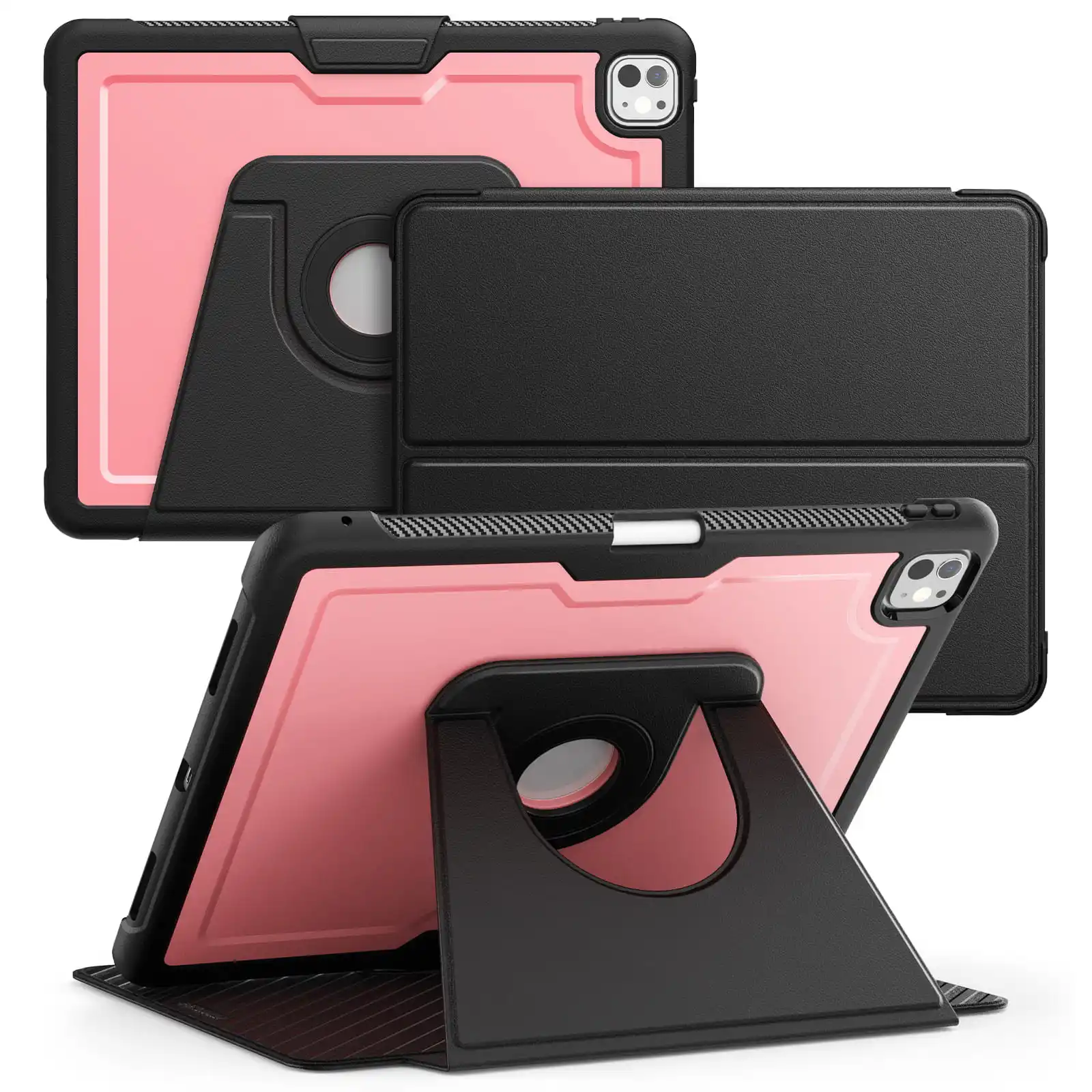 Premium Shockproof Leather Case with MagSafe and 360° Adjustable Stand, Business Flip Cover
