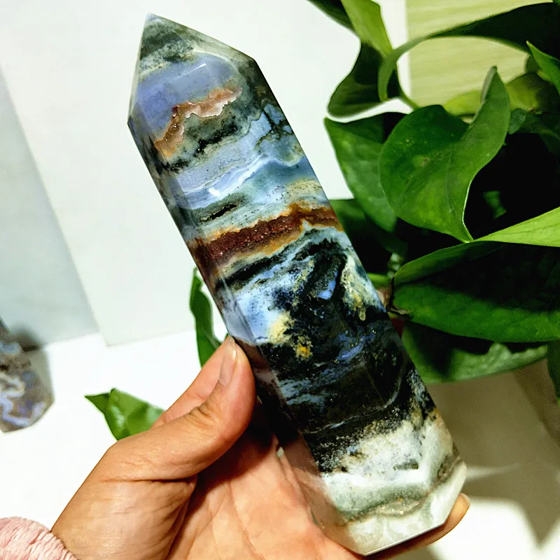 Natural Colorful Jasper Agate Tower Stone Druzy Wand Point Energy Meditation Spiritual Healing Crystals Feng Shui Room Decortion 6