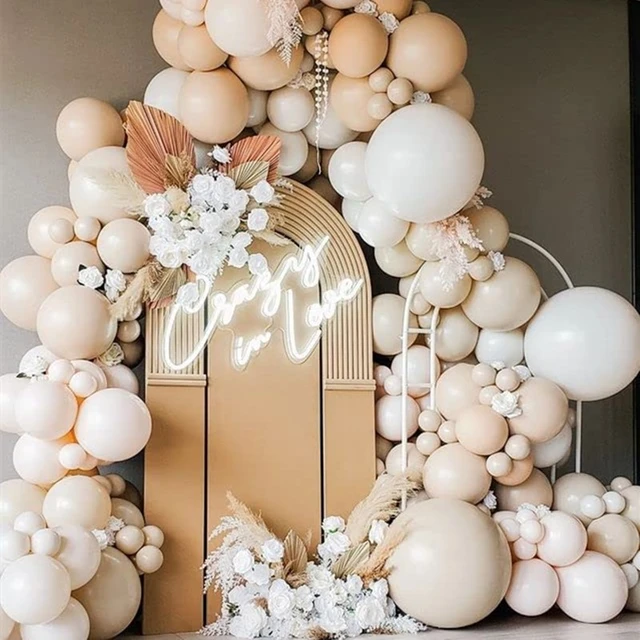 1 ensemble de ballons sable blanc or guirlande arche ballon Beige kaki  décoration de mariage ballons de douche de bébé décorations de fête d' anniversaire - AliExpress