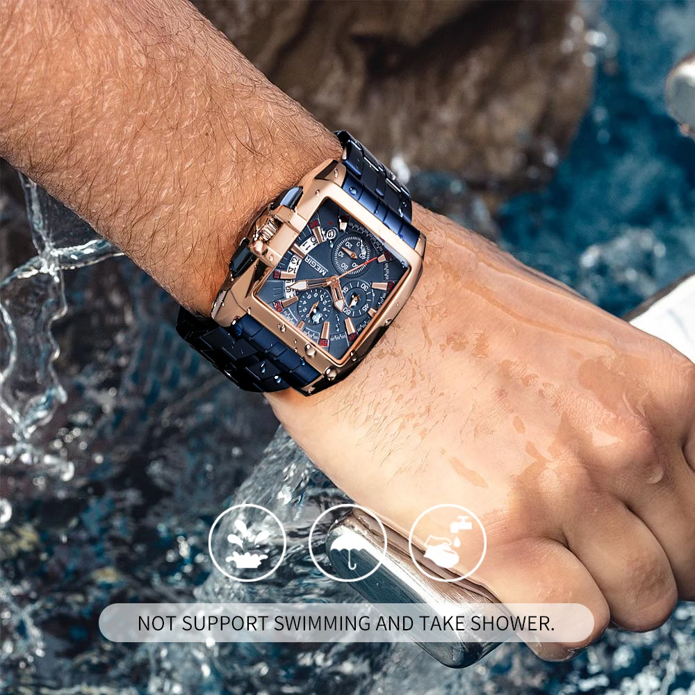 MEGIR Mens Watches Top Brand Luxury Stainless Steel Blue Quartz Watch for Men Waterproof Sport Wristwatch Relogio Masculino