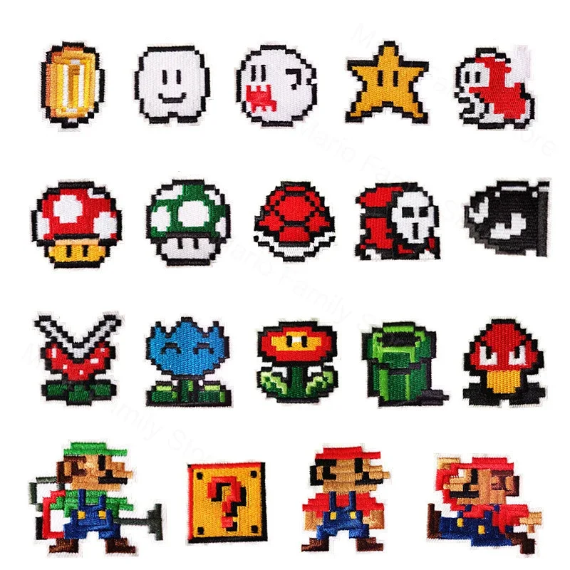 Super Mario Bros Patches on Clothes Anime Iron on Embroidered Patches for Clothing Cartoon Funny Patch for Clothing Badges Gift