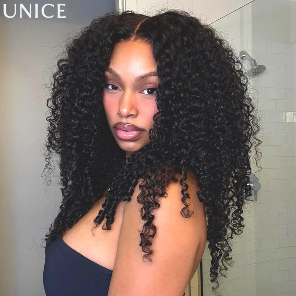 UNice Hair 7x5 & 13x4 Lace Curly Wig With Finger Coil Ends Pre Cut Pre Bleached Glueless Wig Human Hair Ready To Wear