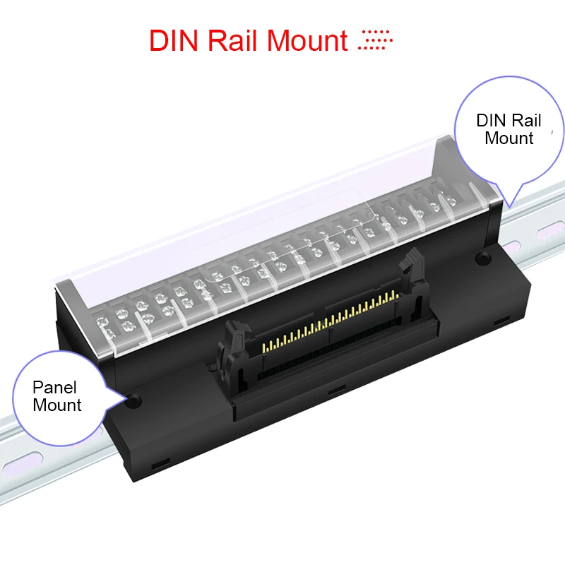 DIN-Schiene und Schraubmontage, IDC10-Schnittstellenklemmenblockplatine mit Staubschutz, Schraubabstand 6,35 mm, PLC10-Verlängerungskabel – Detail 10
