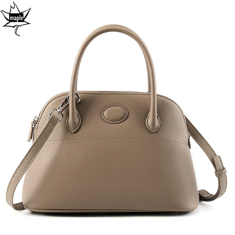 Simple Fashion Shell Tote Leisure Cowhide Leather Women's Handbag Business Office Lady Shoulder Bag