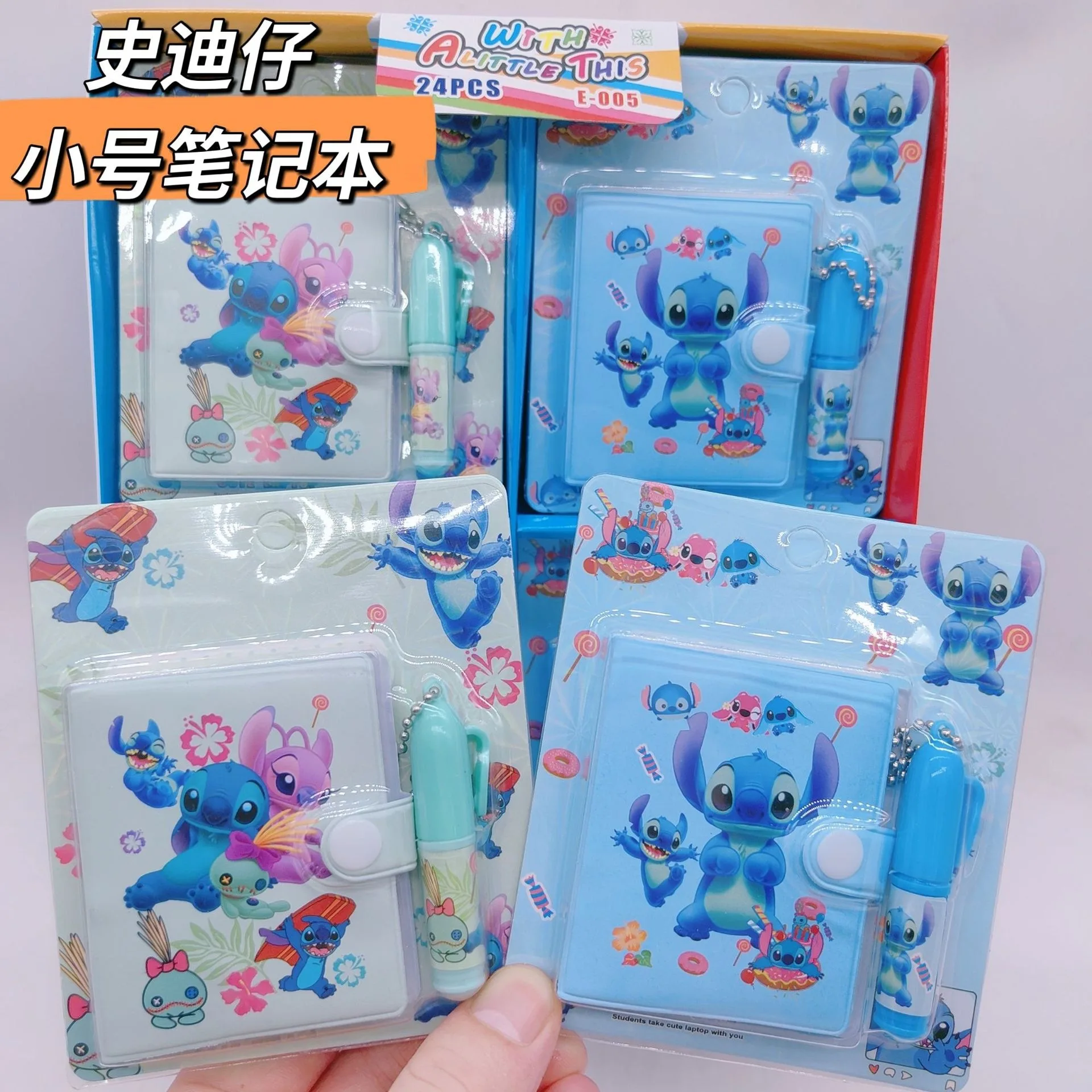 디즈니 스티치 문구 세트 펜 포함 노트북, Lilo & 스티치 풀 세트, 학생 사무실 문구, 휴대용 메모장 미니, 도매
