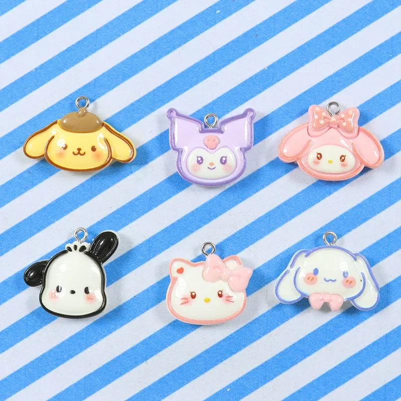 10PCS Resin Cartoon Cute Cinnamorolls Kuromis DIY Jewelry Accessories Earrings Necklace Bracelet Handmade Small Pendant