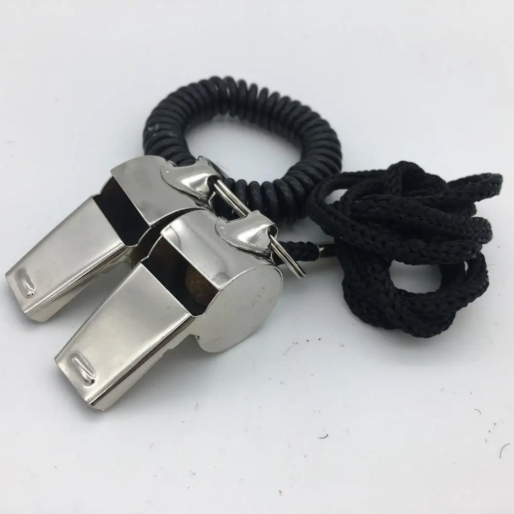 Referee Whistle Number 6 Shape Stainless Steel Super Loud Sports Whistle with Lanyard Anti-rust Outdoor Training Whistle